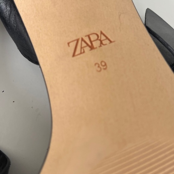 Zara Strapped Leather Sandals with Block Heel & Square Toe NWT - Picture 7 of 7